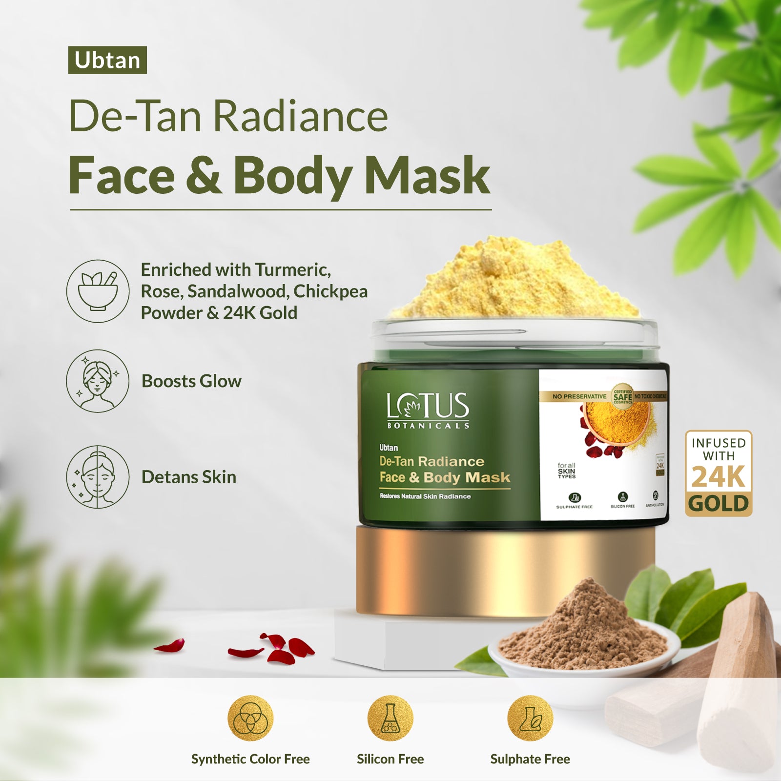 Ubtan De-Tan Radiance Combo - Natural skincare set for removing tan and enhancing radiance