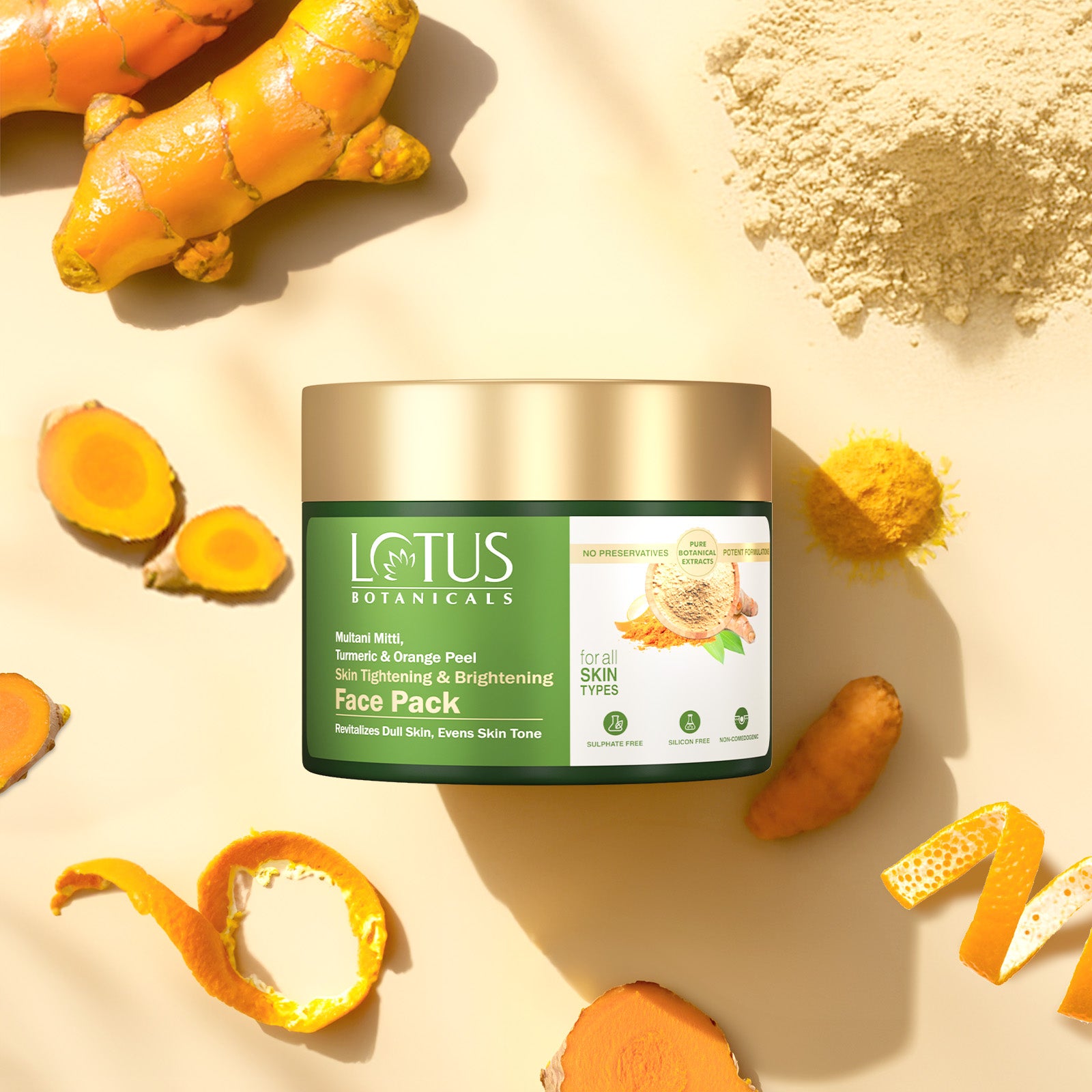 Multani Mitti, Turmeric & Orange Peel Skin Tightening & Brightening Face Pack