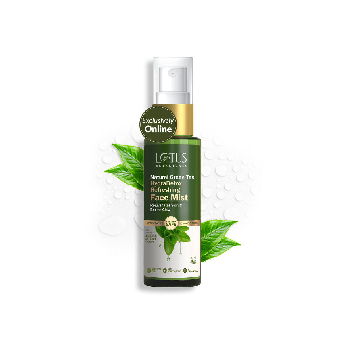 Refreshing face toner mist with natural green tea for HydraDetox hydration