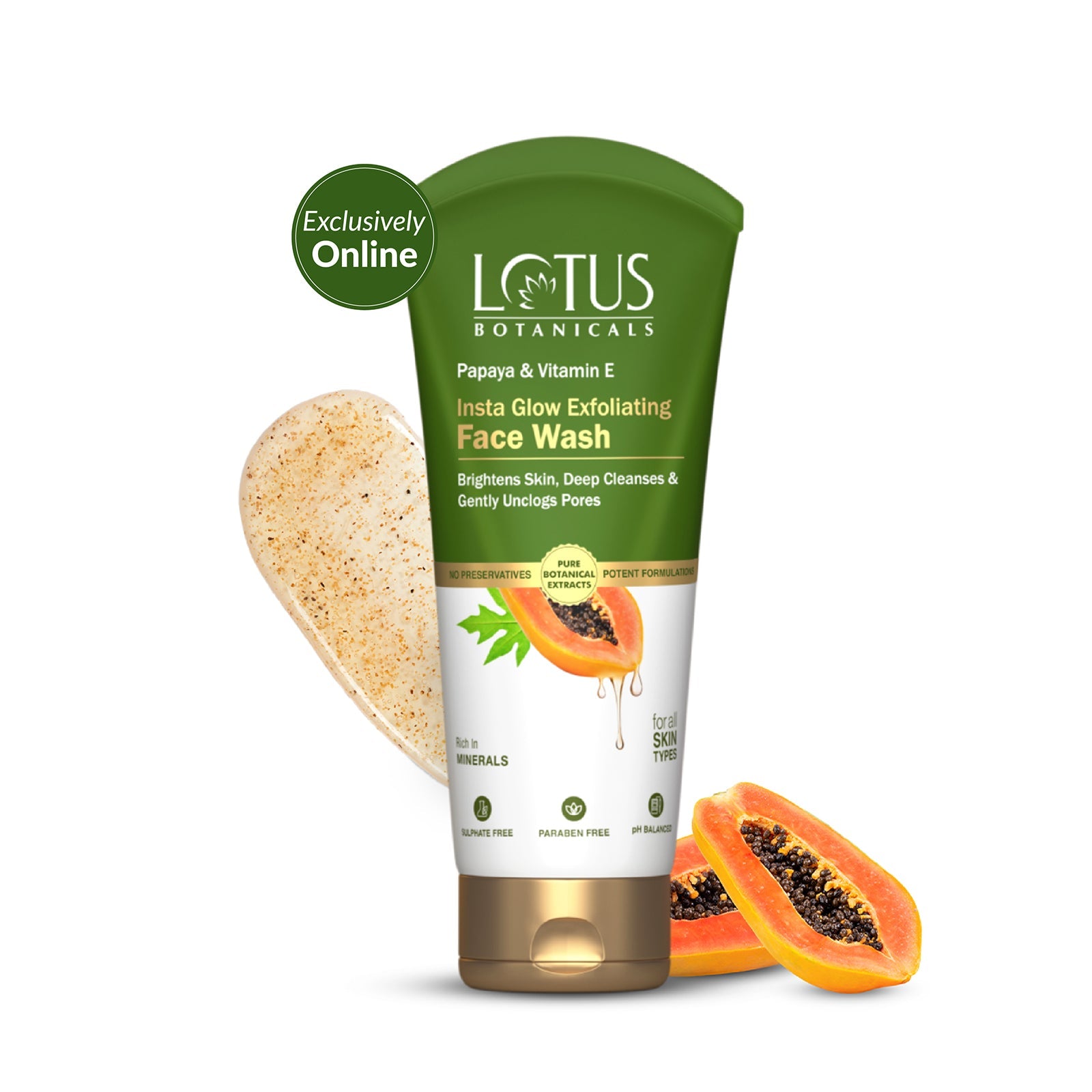 Papaya & Vitamin E Insta Glow Exfoliating Facewash - Revitalize your skin with the power of papaya and Vitamin E. Experience an instant glow and a smooth, renewed complexion with our exfoliating facewash.