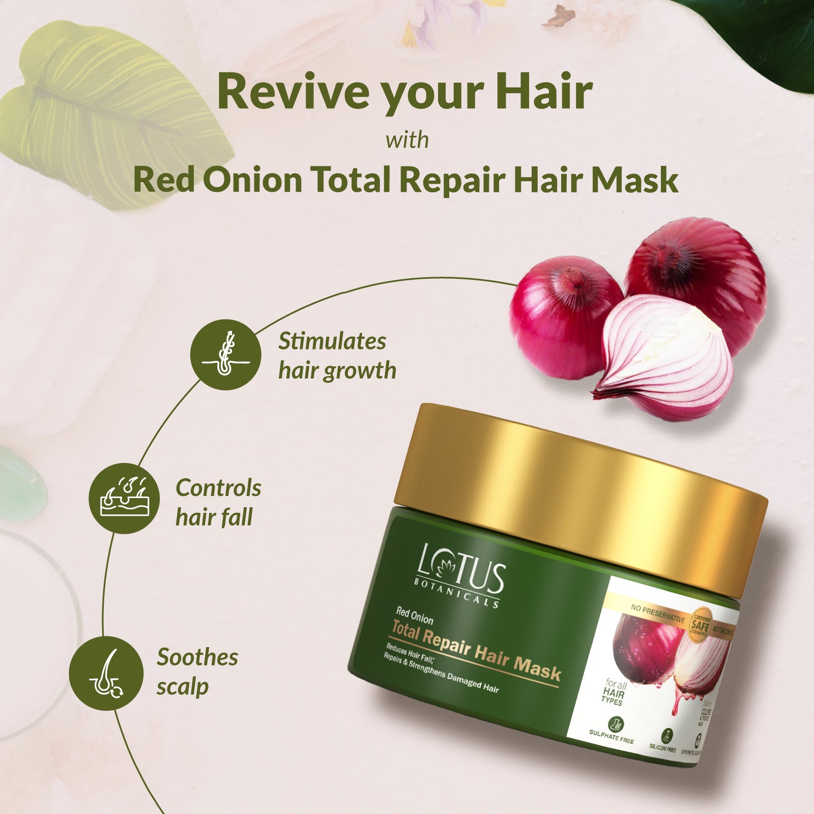 Red Onion Total Repair Hair Mask - Deep Conditioning Treatment for Damaged Hair