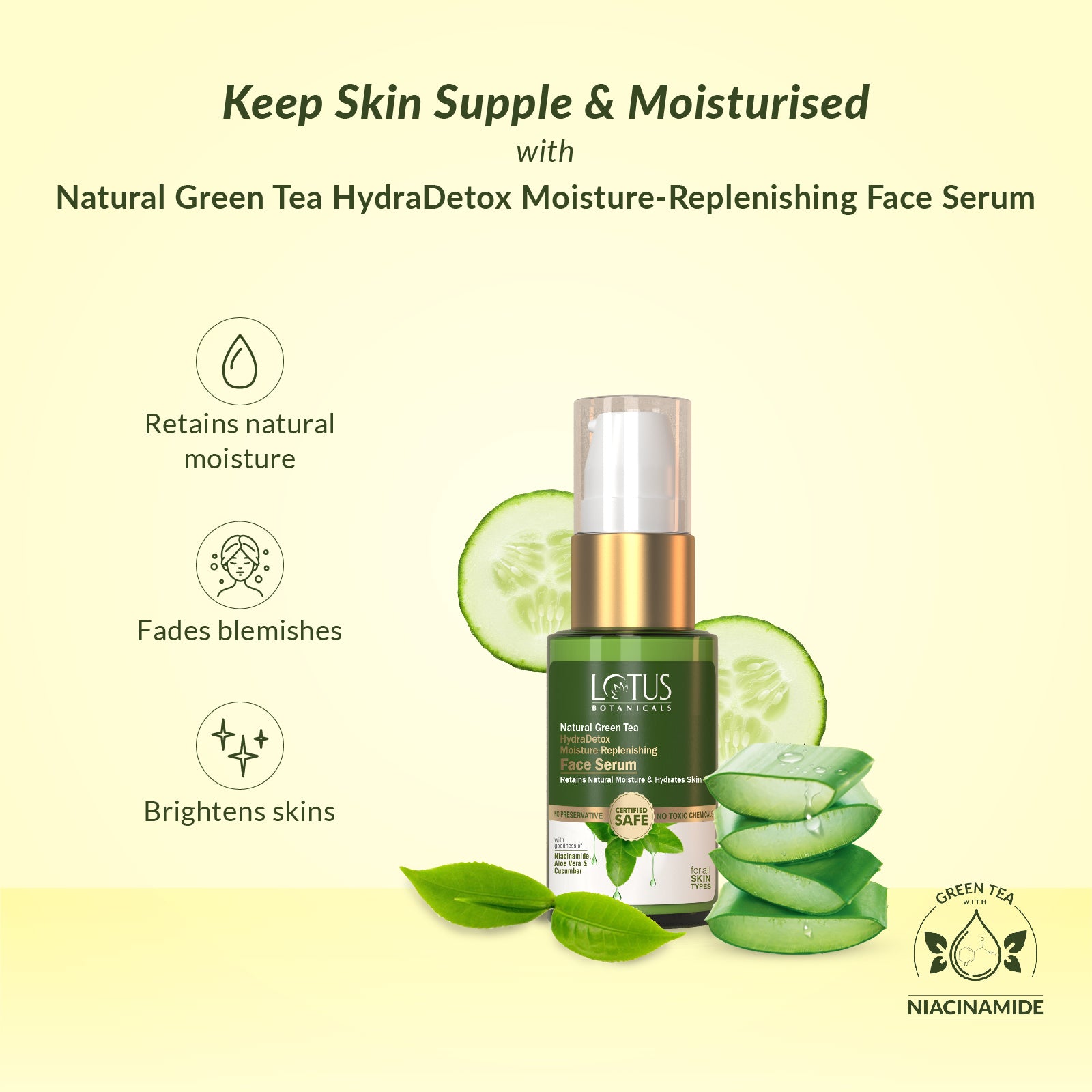 HydraDetox Moisture-Replenishing Face Serum with Natural Green Tea Extract