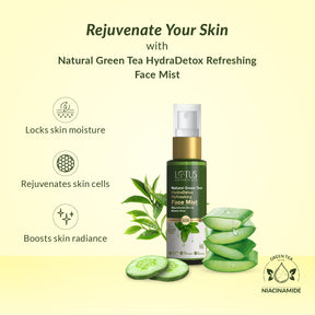 Refreshing mist of Natural Green Tea HydraDetox Face Toner for a rejuvenating skincare experience