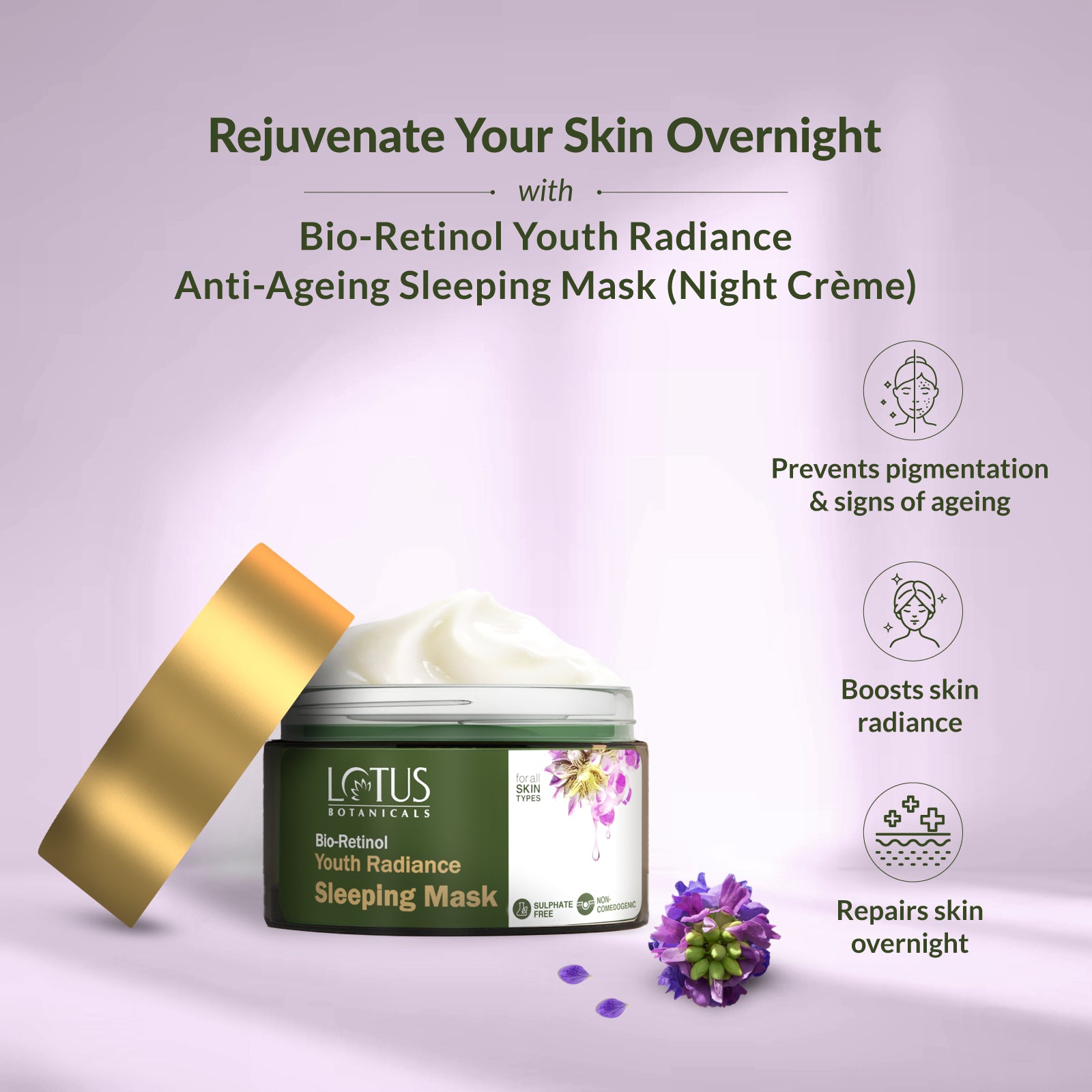 Bio-Retinol Youth Radiance Anti-Ageing Sleeping Mask (Night Cr�me) - Rejuvenating overnight skincare treatment with bio-retinol for youthful and radiant skin