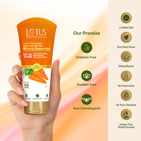 Carrot and Niacinamide Glow and De-Tan Mineral Sunscreen with SPF 50+ and PA++++