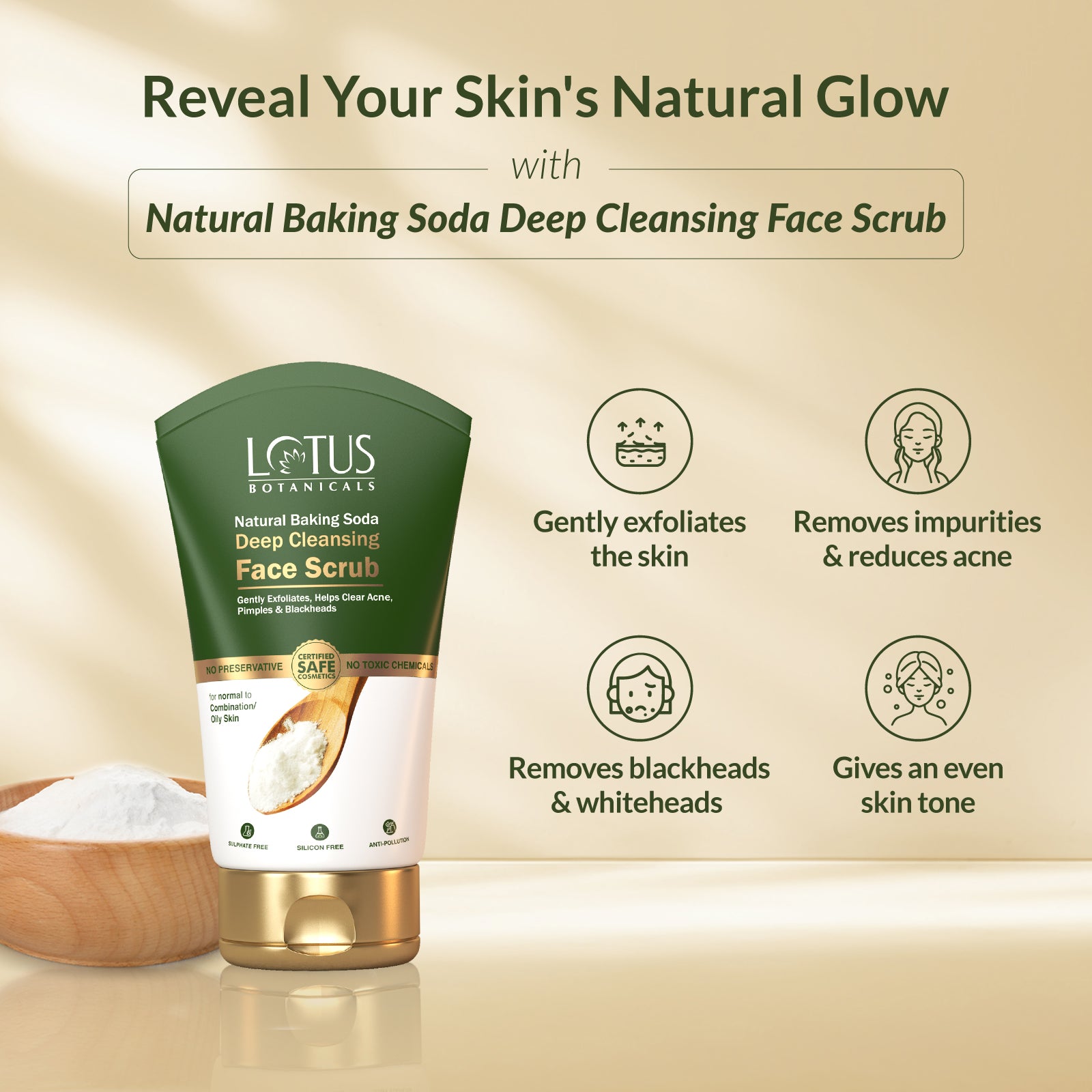 Natural Baking Soda Deep Cleansing Face Scrub - Refreshing exfoliating scrub with deep cleansing properties